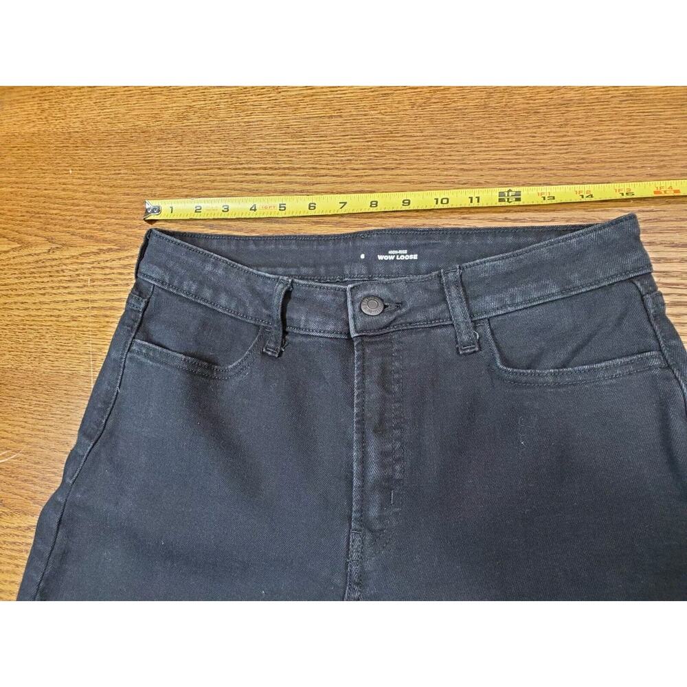Old Navy‎ Womens 6 High Rise WOW LOOSE Jeans Black Stretch Straight Leg - Picture 8 of 12